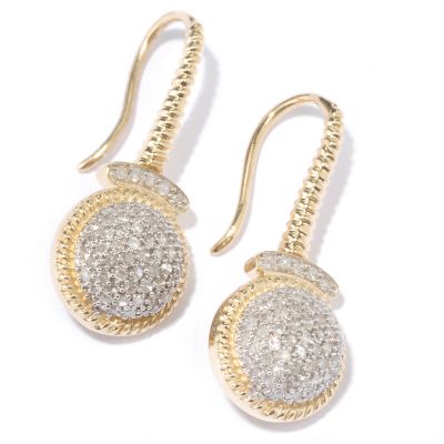J313917 - 14K Gold Diamond Pave Round Earrings