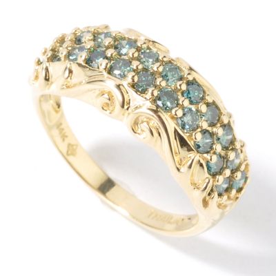J313968 - 14K Gold Blue Diamond Textured Ring