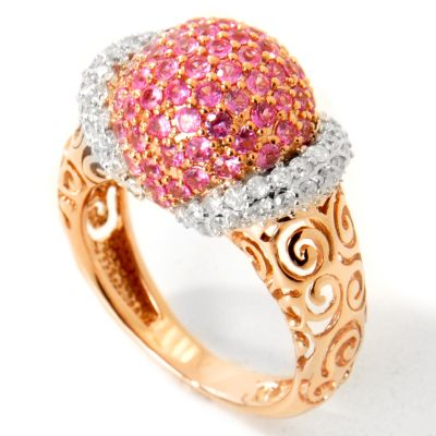 J313993 - 14K RG Pink Sapphire & Diamond Ball Ring