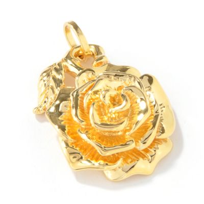 J314120 - 14K Yellow or Rose Gold Rosa Fiorentina Artform Pendant