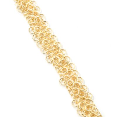 14K Gold 7.5" Emozioni Textured Fancy Link Bracelet