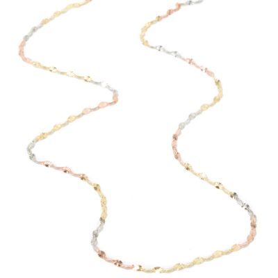 J314139 - 14K Tri-Color Gold 24" Tuscan Sun Diamond-Cut Chain Necklace