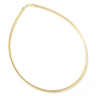 14K White, Yellow or Rose Gold 18" Silicone-Filled 4MM Omega Necklace