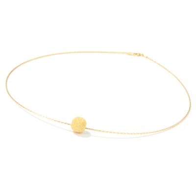 14K White, Yellow or Rose Gold 18" Diamond-Cut Omega Chain w/ Pave Bead