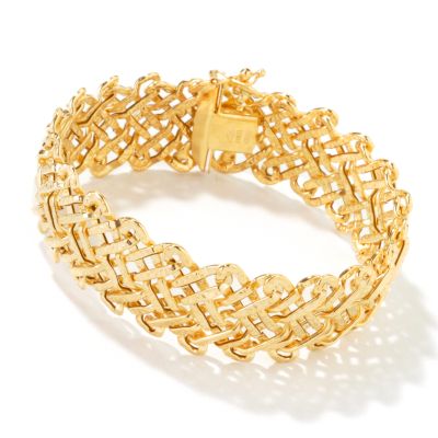 14K Yellow Gold 7.25" Premier Woven Cross Stitch-Style Bracelet