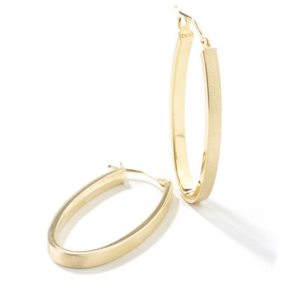14K "Colors of Gold" Elongated Oval Hoop Earrings