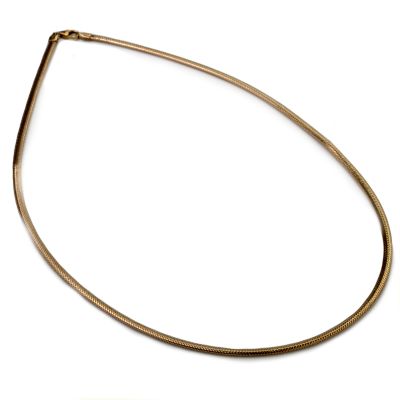 J314255 - 14K White, Yellow or Chocolate Gold 18" Specchio 3MM Omega Chain Necklace