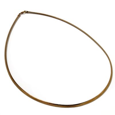 J314256 - 14K White, Yellow or Chocolate Gold 20" Specchio 3MM Omega Chain Necklace