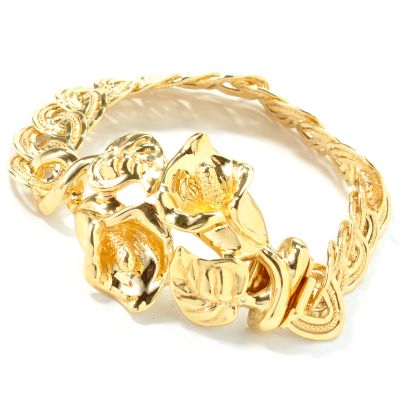 14K Gold 7.5" Calla Lily Artform Bracelet