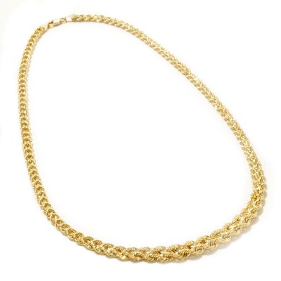 10K Gold 17" Graduated Diamond Cut Woven Tango Necklace