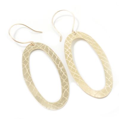 14K Gold Oval Hoop Dangle Earrings