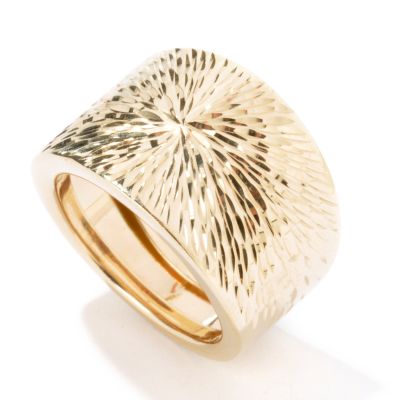 14K Gold Sunburst Diamond Cut Tapered Ring