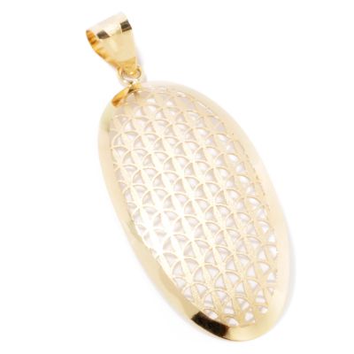 J314308 - 14K Gold Satin & Polish Oval Pendant