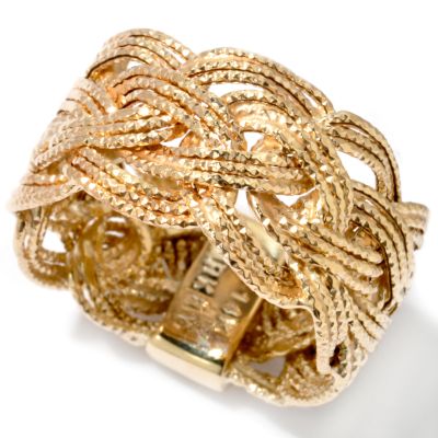 14K White or Yellow Gold Braided Flex Band Ring