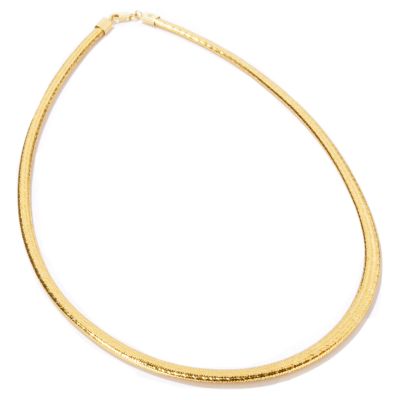 J314326 - 14K White or Yellow Gold 18" Silicone Center Graduated Silk Omega Necklace