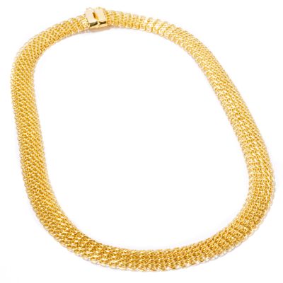 J314327 - 14K Gold 18" Florentine 15MM Bold Woven Necklace