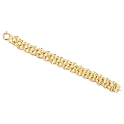 14K Gold 7.5" Textured Triple Row Dimensional Bracelet
