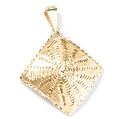 14K Gold Diamond-Cut Square Fashion Pendant