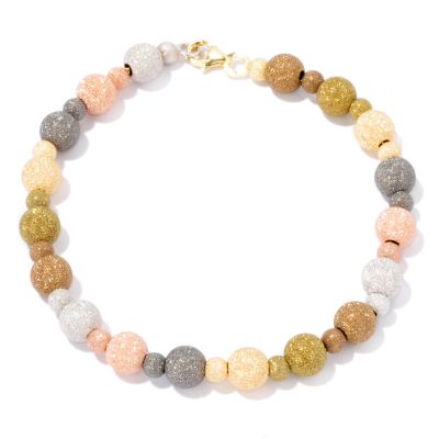 14K Gold 8" "Colors of Gold" Satin Beaded Bracelet