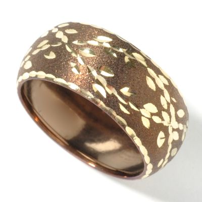 14K Two-Tone Chocolate Gold & Yellow Gold Etched Ring