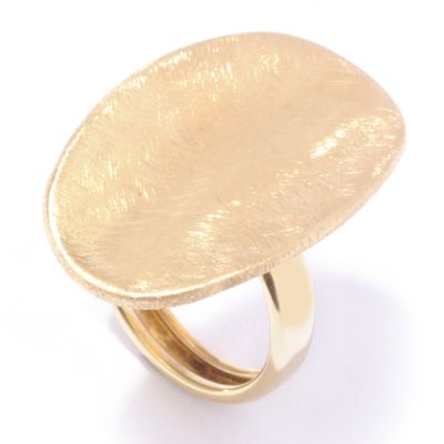 14K Gold Textured Satin Finish Oval Top Ring