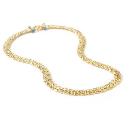 14K Yellow Gold 18" Fancy Sapphire Clasp Byzantine Chain Necklace