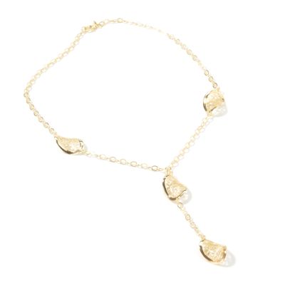 14K Gold 17.5" Floral Station Necklace