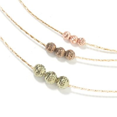 14K Gold 18" Multi-Strand Omega Necklace w/ Beads