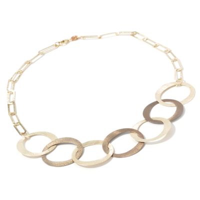 J314416 - 14K Chocolate & Yellow Gold 19" Circle Necklace