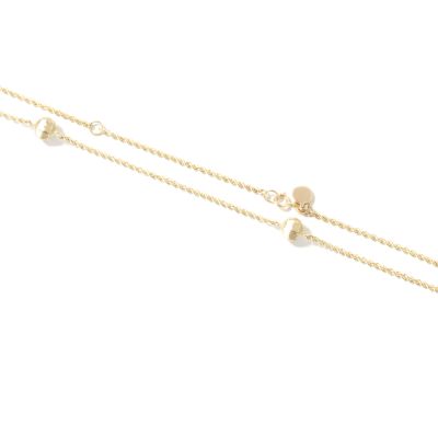 10K Gold 18" Bead Station Rope Chain Necklace