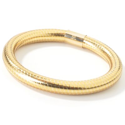 J314435 - 14K White or Yellow Gold 7.5" "Prima Donna" Silicone-Filled Bangle Bracelet