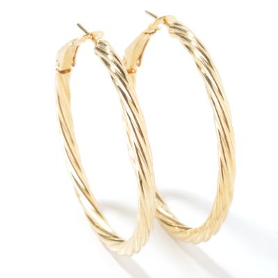 18K Gold Twisted Hoop Earrings
