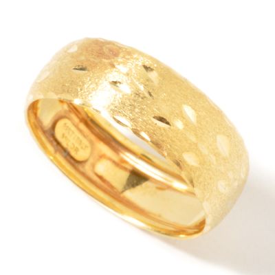 14K Gold Etched Diamond-Cut Band Ring