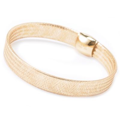 J314449 - 14K Gold 6.5" Flexible 9MM Omega-Style Slip-On Bangle Bracelet