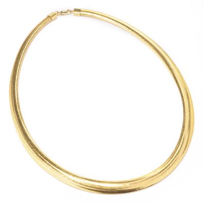 J314474 - 14K Gold Choice 18" Graduated 9MM Silicone-Filled Grande Omega Necklace