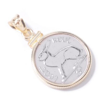 J314535 - Ireland Threepence Coin 14K Gold Pendant