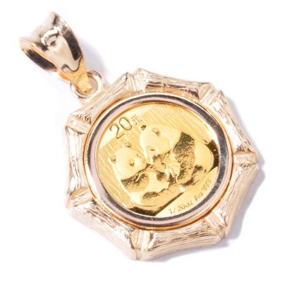 J314536 - 2009 1/20 oz. Gold Chinese Panda Coin 14K Gold Bamboo Pendant