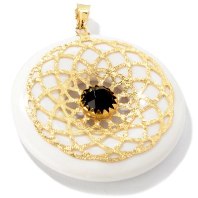 J314817 - 14K Gold Diamond Cut Overlay & Faceted Gem Pendant
