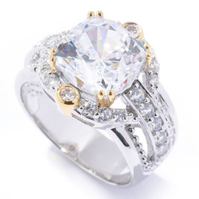 Sterling Silver / Platinum & 18K Vermeil Emperor Cut Brilliante Ring