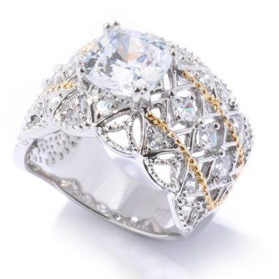 Sterling Silver / Platinum & 18K Vermeil Vintage-Style Brilliante Ring