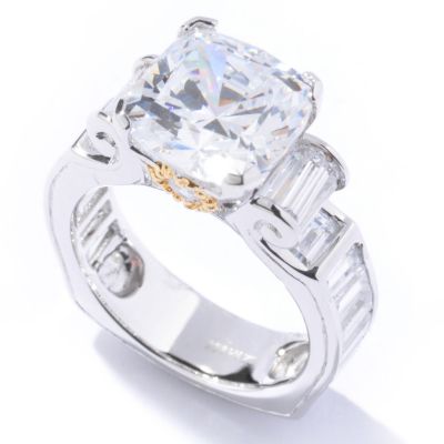 Sterling Silver / Platinum & 18K Vermeil Emperor Cut Brilliante Ring