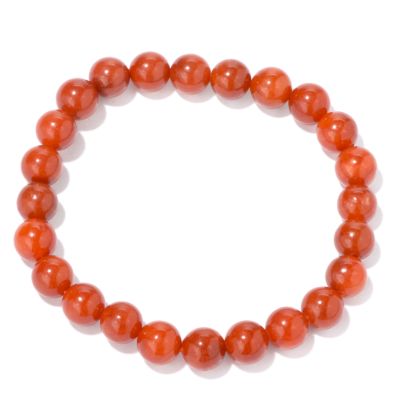 J315009 -  6.5" Round Green, Lavender or Red Jade Bead Stretch Bracelet