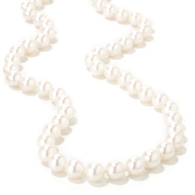 14K Gold 18" White 7.0-7.5mm Cultured Akoya Saltwater Pearl Necklace