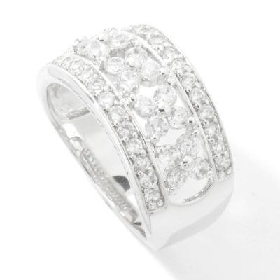 Sterling Silver Brilliante Wide Band Flower Ring