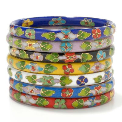 7.5" Cloisonné Set of 7 Bangle Bracelets