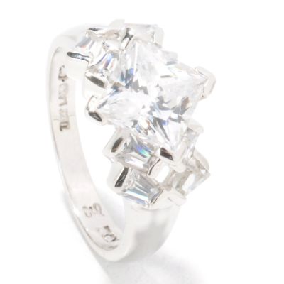 Sterling Silver Square Center & Baguette Brilliante Ring