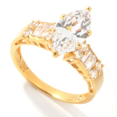 Sterling Silver / 18K Vermeil Marquise Cut Brilliante Bridal Ring