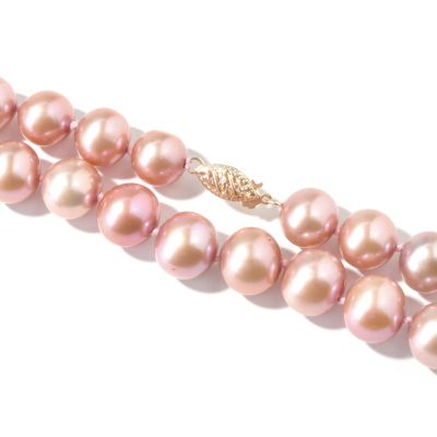 J315224 - 14K Gold 18" 10-11mm White or Pink Freshwater Cultured Pearl Necklace
