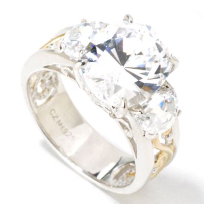 Sterling Silver / Platinum & Vermeil Brilliante Scroll Ring