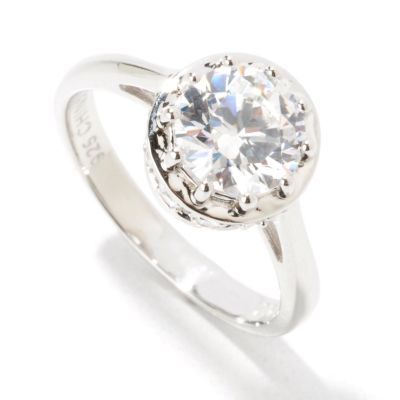 Sterling Silver Round Cut Brilliante Crown Set Ring